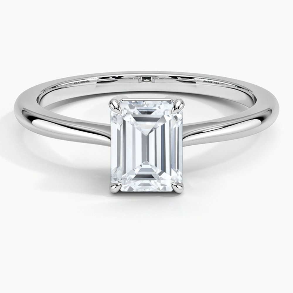 IGI 1 Ct Emerald Cut Lab Diamond Engagement Ring, F-VS1
